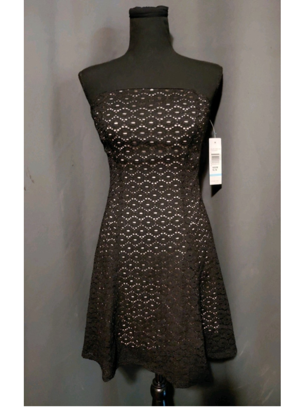 Jump Apparel Women Junior's Little Black Lace Strapless Mini Dress Size 5/6 NWT